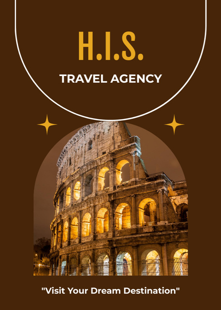 Template di design Dream Destinations Travel with Colosseum View Flayer