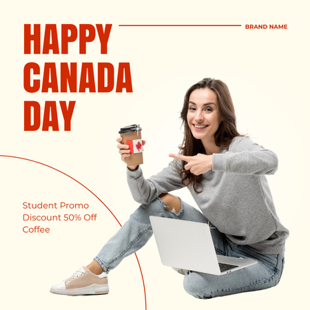 Modèle de visuel Rabais sur le café de la fête du Canada - Instagram