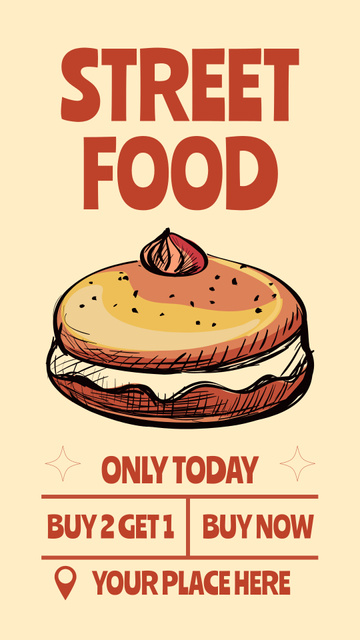 Street Food Ad with Illustration of Cookie Instagram Story Tasarım Şablonu