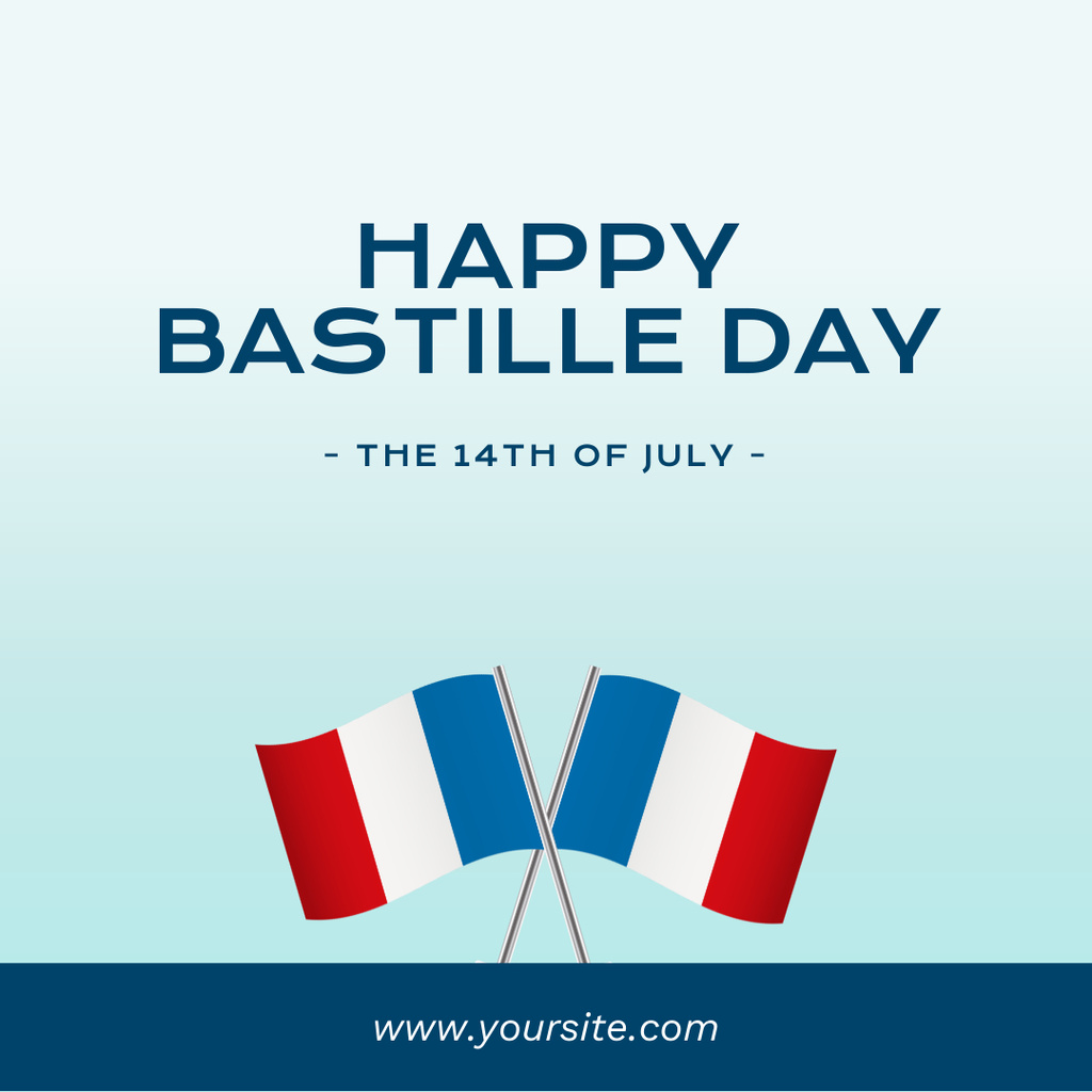 Plantilla de diseño de Bastille Day Greetings With Flags Instagram 