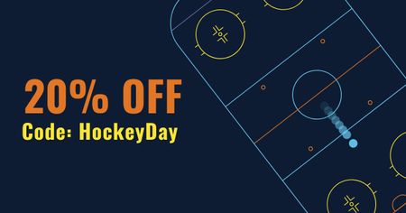 Plantilla de diseño de día de hockey con ilustración de campo de hielo Facebook AD 