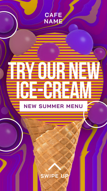 Psychedelic Ad of Ice Cream Instagram Story Design Template