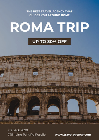 Tour to Rome with Photo of Coliseum Poster Design Template
