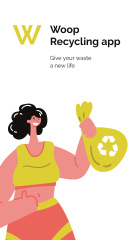 Recycling App Promotion with Happy Woman Illustration