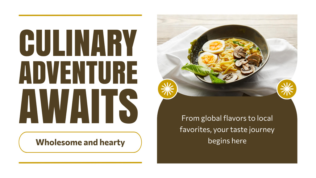 Platilla de diseño Ad of Culinary Adventure with Tasty Asian Noodles Title 1680x945px