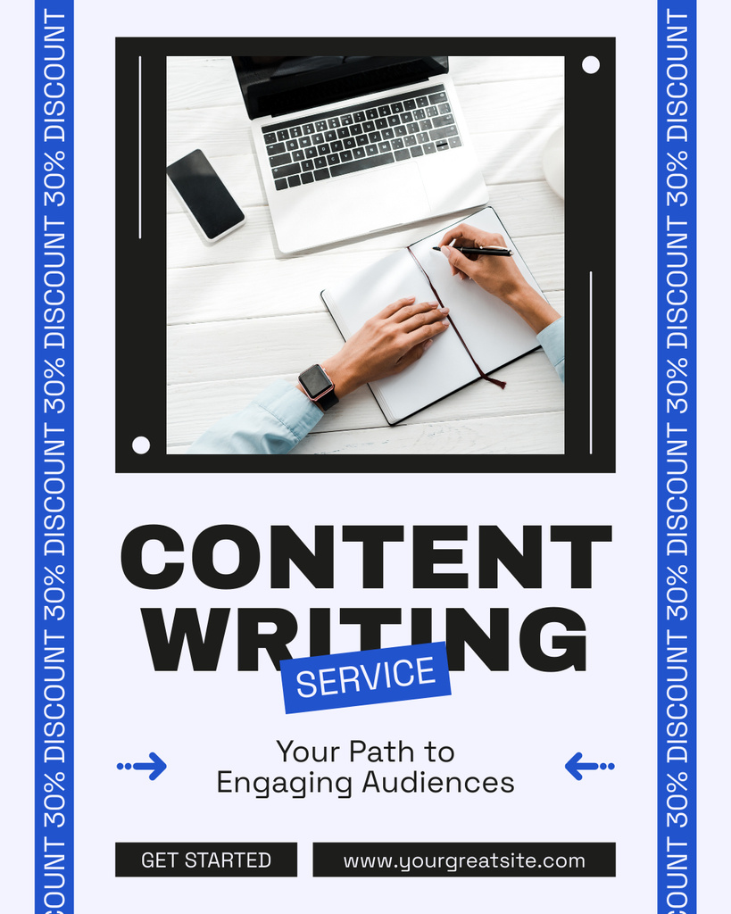 Relevant Content Writing Service With Discounts Instagram Post Vertical Design Template