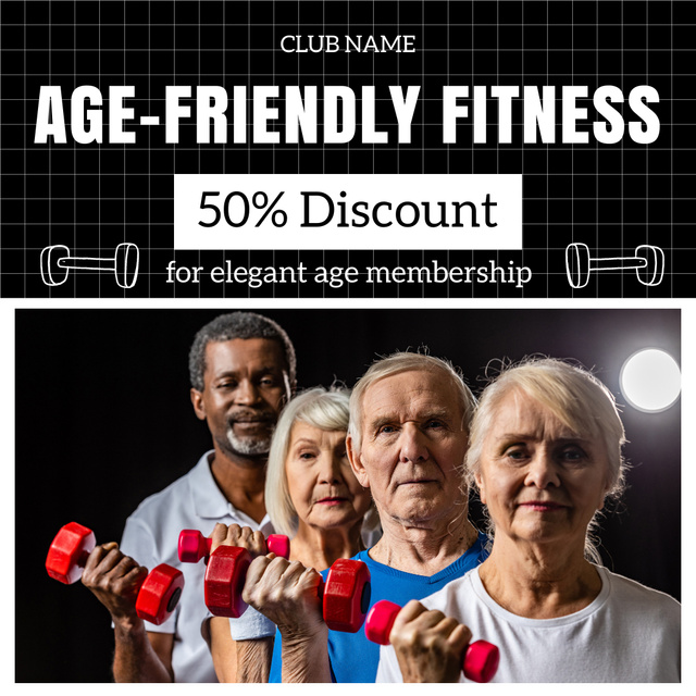 Plantilla de diseño de Age-friendly Fitness Club With Discount And Membership Instagram 