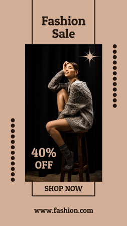 Fashion Sale with Woman in Stylish Sweater Instagram Story tervezősablon