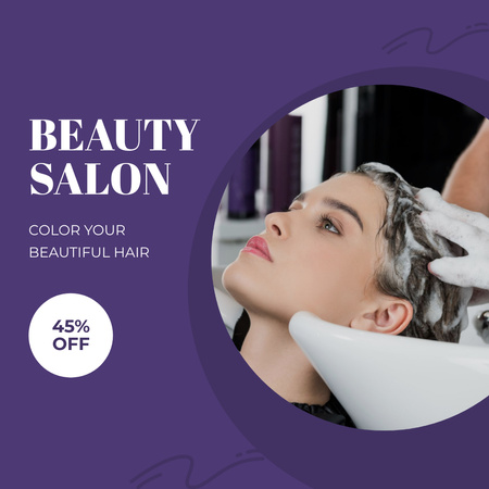 Modèle de visuel Offre de services de coloration de cheveux pour salon de beauté à prix réduit - Instagram