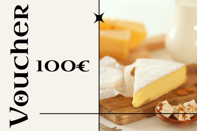 Voucher for Tasting Delicious Cheeses Gift Certificate Tasarım Şablonu