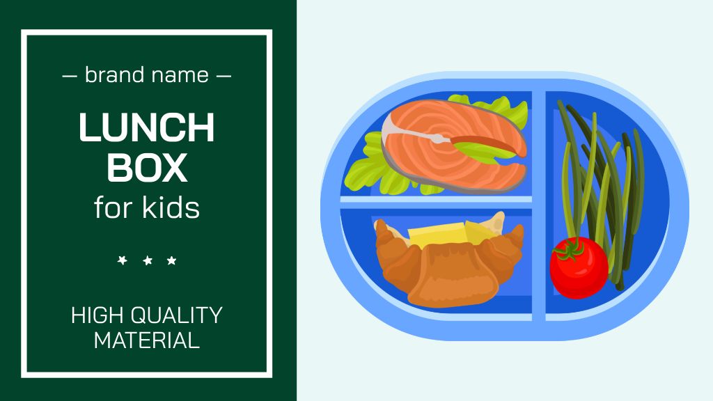 School Food Ad with Lunch Box Label 3.5x2in Design Template