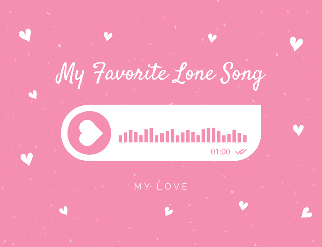 Valentine's Day Greetings with Love Voice Message in Pink Thank You Card 5.5x4in Horizontal – шаблон для дизайну