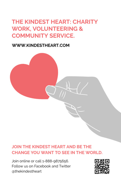 Charity Event Hand Holding Heart Illustration Invitation 5.5x8.5in Design Template