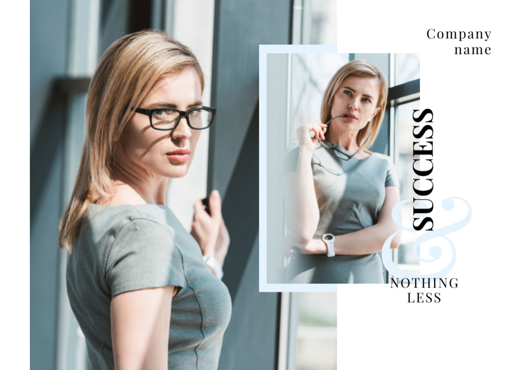 Inspirational Business Success Concept With Woman Leadership Postcard 5x7in Πρότυπο σχεδίασης