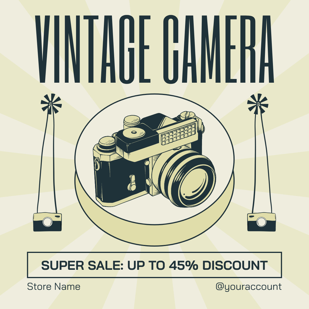 Super Sale On Old Camera In Antiques Store Instagram ADデザインテンプレート