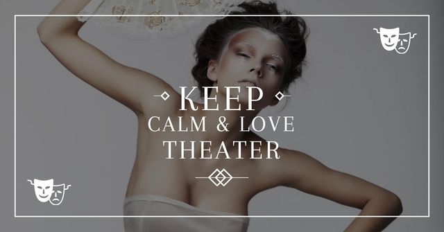 Ontwerpsjabloon van Facebook AD van Citation about love to theatre