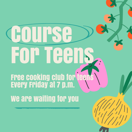 Course Of Cooking Club For Teens Instagramデザインテンプレート