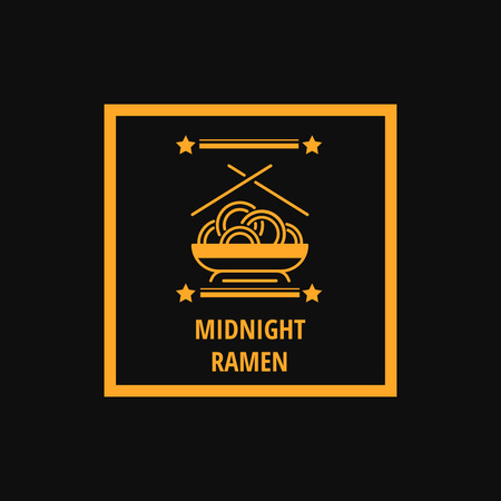 Tasty Ramen Icon on Black Logo Design Template