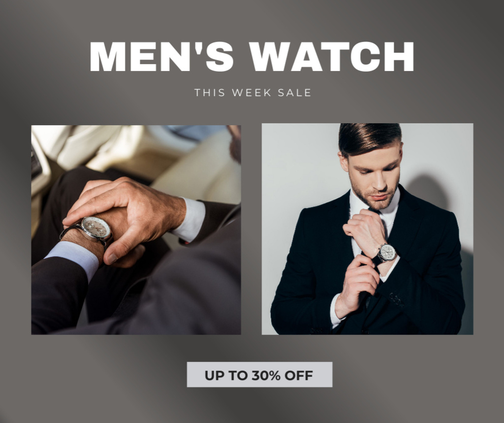 Sale Ad with Handsome Man Facebook Design Template