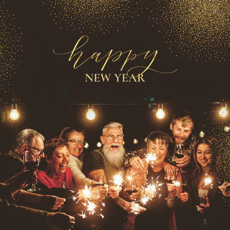 Happy People celebrating New Year Instagram Design Template