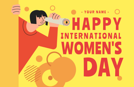 Template di design International Women's Day Greeting on Yellow Thank You Card 5.5x8.5in