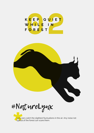 Modèle de visuel motivation pour la protection de la faune avec wild lynx illustration - Poster A3
