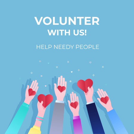 Designvorlage Charity Helping Hands with Red Heart für Instagram