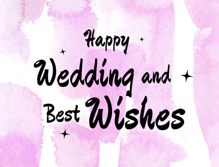 Wedding Greeting On Pink Watercolor Pattern Postcard 4.2x5.5in Tasarım Şablonu