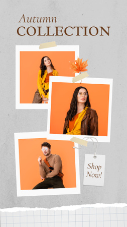Anúncio da coleção de outono de roupas modernas Instagram Story Modelo de Design