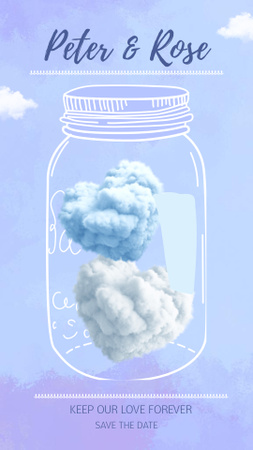 Plantilla de diseño de Anuncio de boda con lindas nubes en tarro Instagram Story 