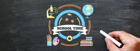Back to School Announcement with Piece of Chalk Facebook cover Design Template