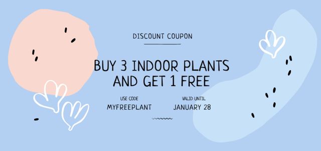 Offer of Indoors Plants with Сactus Drawings Coupon Din Large – шаблон для дизайну