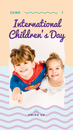 Happy girl in the puddle on Children's Day Instagram Story Design Template