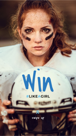 Designvorlage Girl playing american football für Instagram Story