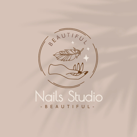 Trendy Manicure Services Ad on Beige Logo 1080x1080px Design Template
