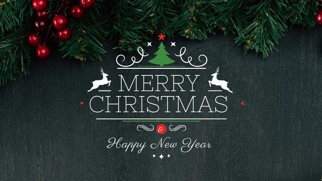Christmas greeting Fir Tree Branches Title – шаблон для дизайну
