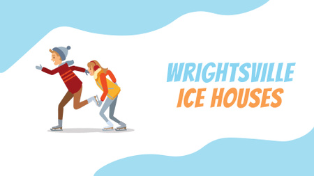 Ice Rink Ad Woman and Man Speed Skating Full HD video Design Template