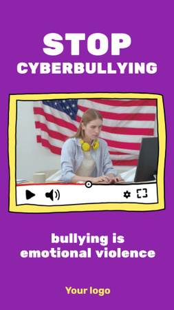 Awareness of Cyberbullying Problem TikTok Video Design Template