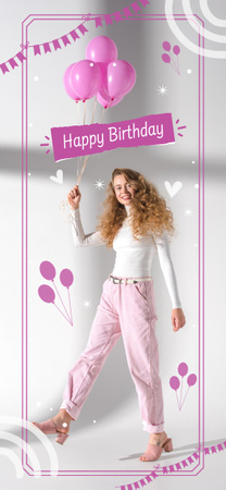 Ontwerpsjabloon van Snapchat Moment Filter van Groeten op verjaardag aan een meisje met ballonnen