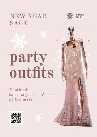 New Year Party Outfits Sale Offer Poster Design Template
