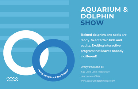 Lovely Aquarium Dolphin Show Promotion in Blue Flyer 5.5x8.5in Horizontal Design Template