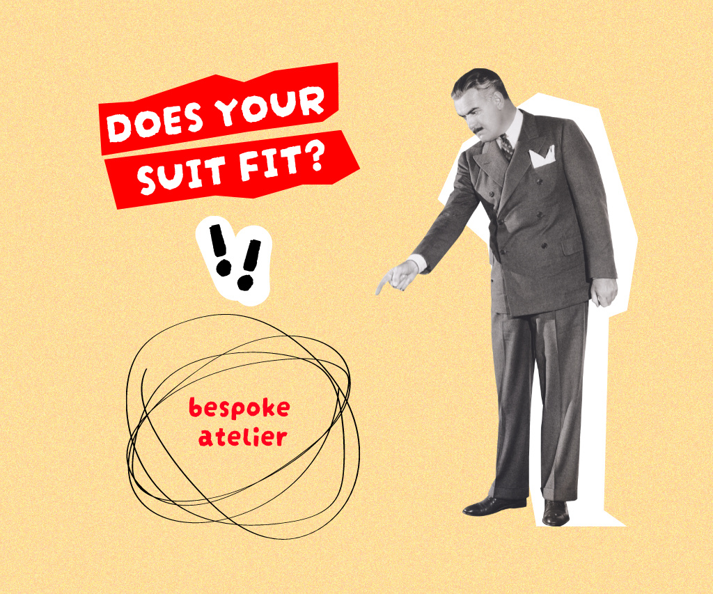 Plantilla de diseño de Atelier Services Offer with Man in Formal Suit Large Rectangle 