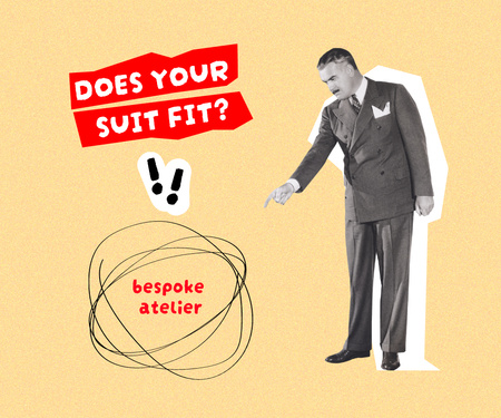 Plantilla de diseño de Atelier Services Offer with Man in Formal Suit Large Rectangle 