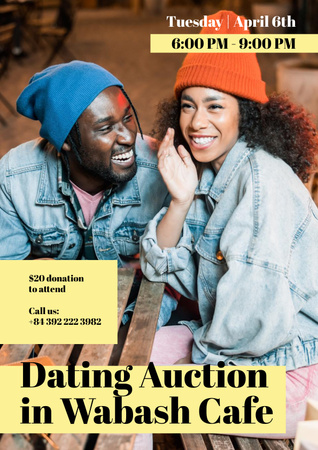 African American Couple on Dating Auction Ad Poster Design Template