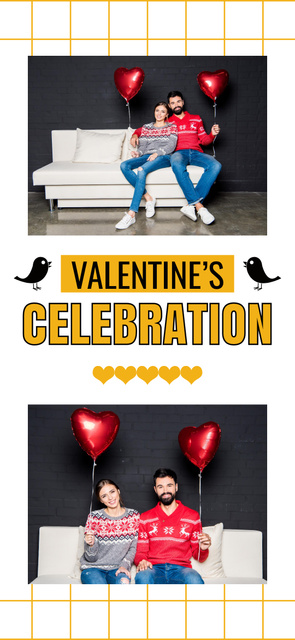 Valentine's Day Celebration Together With Balloons Snapchat Geofilter Šablona návrhu