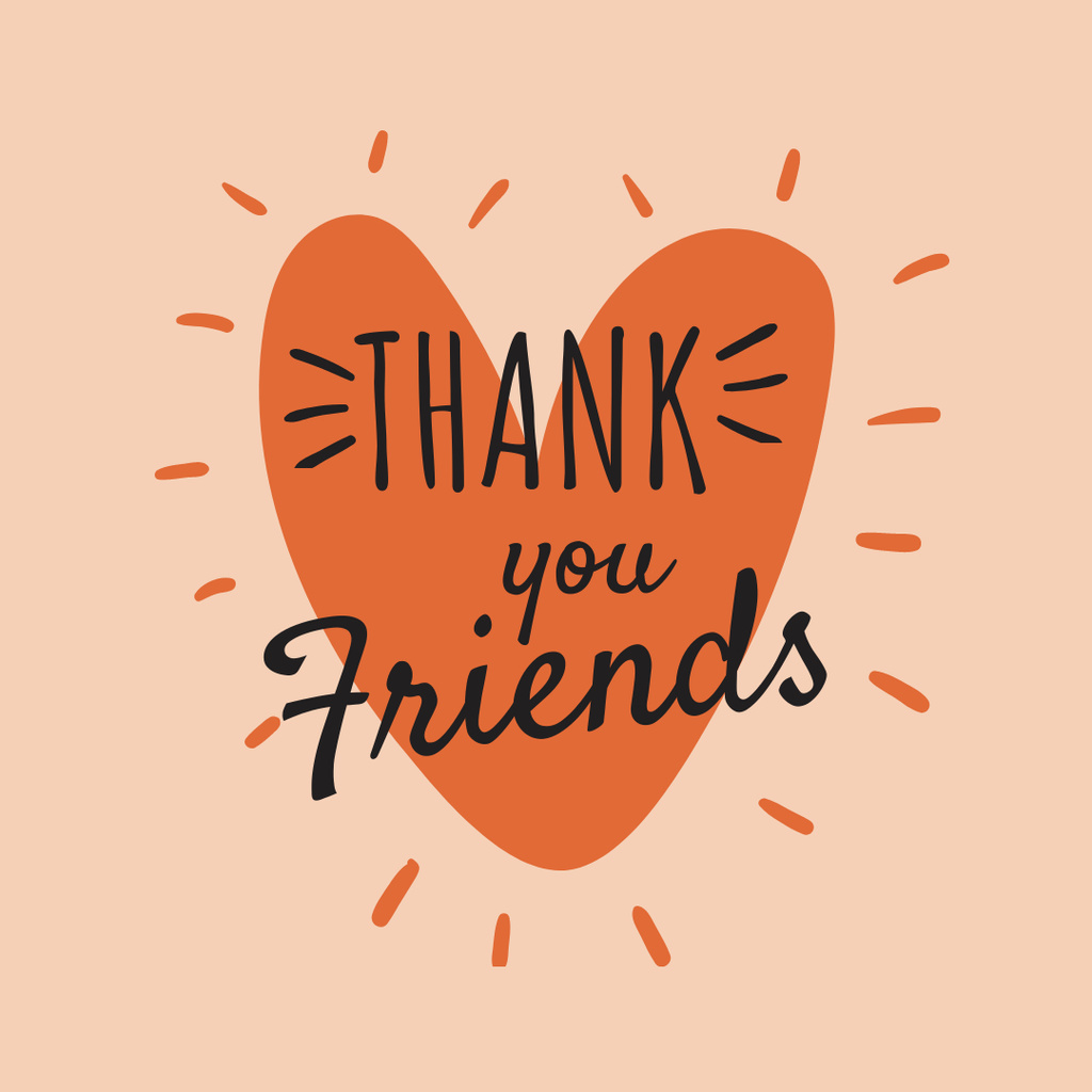 Thank You friends on Heart Instagram – шаблон для дизайну