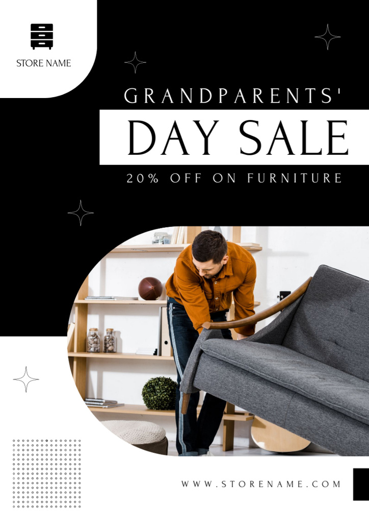 Discount on Furniture for Grandparents' Day Poster A3 Design Template