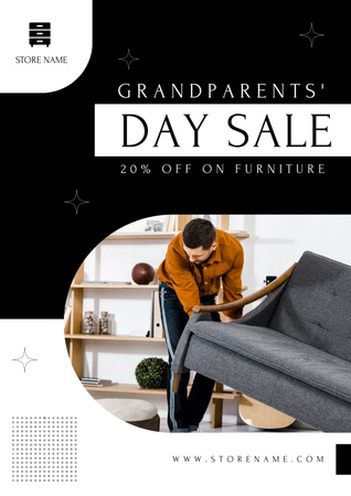 Ontwerpsjabloon van Poster A3 van Discount on Furniture for Grandparents' Day
