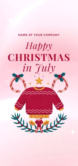 Announcement of Celebration of Christmas in July With Sweater In Red Flyer DIN Largeデザインテンプレート