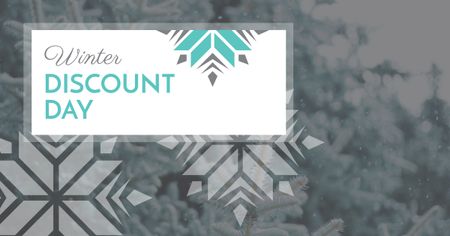 Winter Discount Day Offer with Snowflakes Facebook AD Tasarım Şablonu